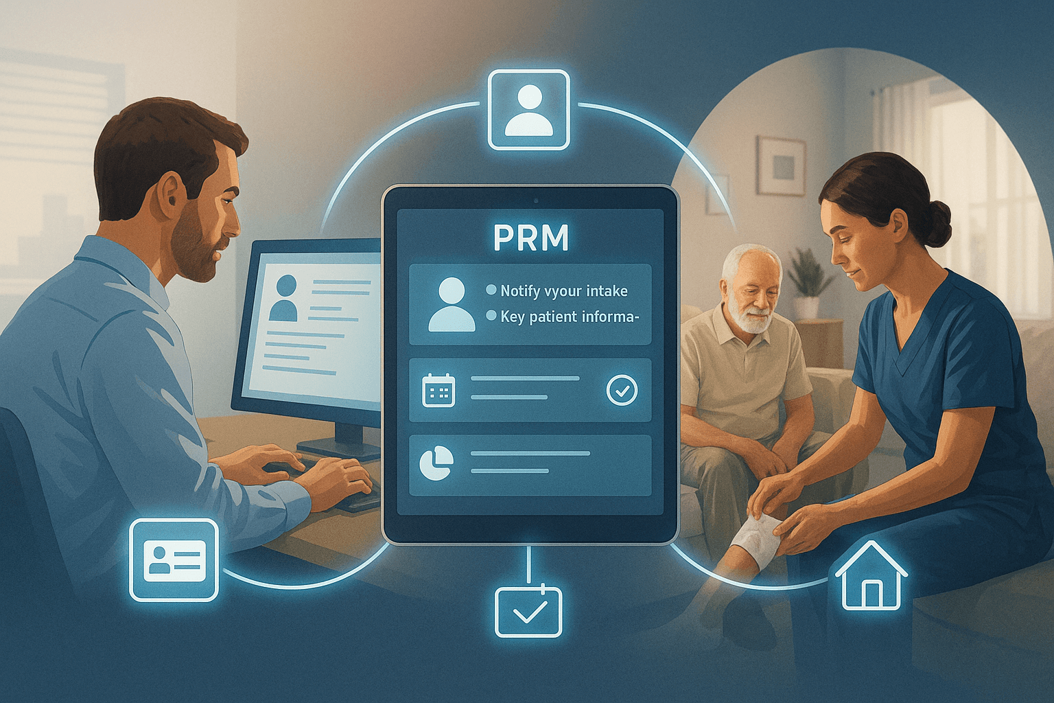 Medipyxis referral-to-visit workflow showing intake process on tablet